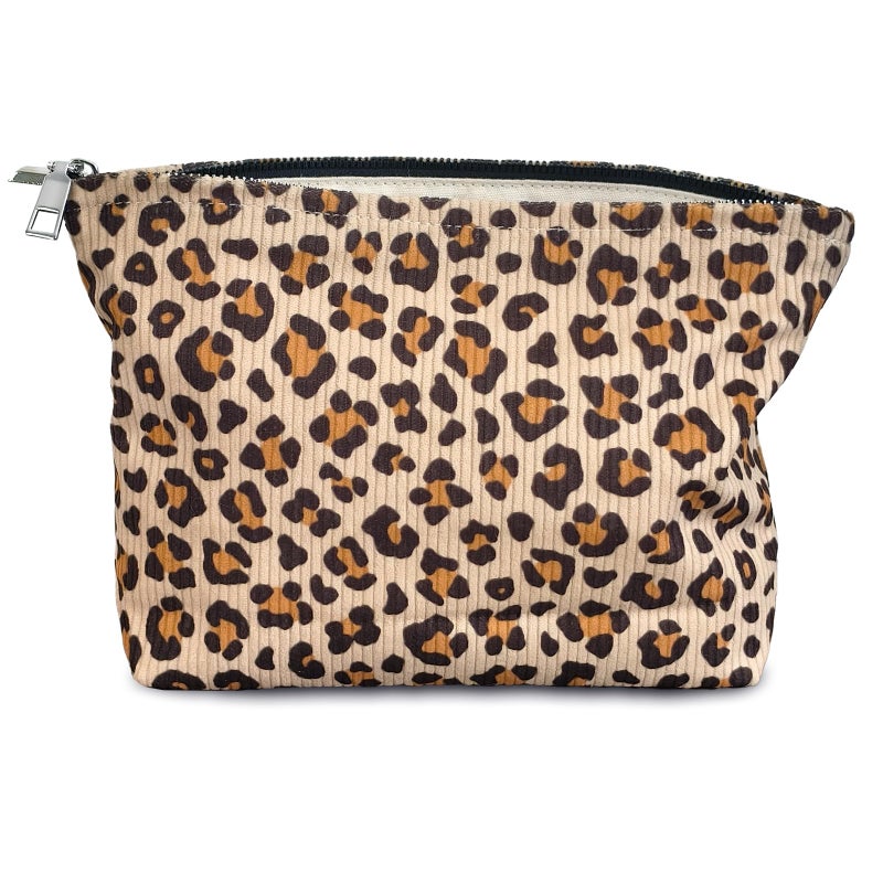 STARDW Leopard Makeup Bag Organizer Cosmetic Bags for Women and Girls Travel Toiletry Bag Large Capacity Canvas Makeup Zipper Pouch  Purse Organizer Pouches - Image 1
